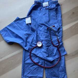 All Heart kids scrubs and stethoscope